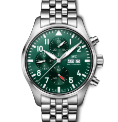 IWC Pilot’s Watch Chronograph IW378006 43mm Stainless Steel Green Dial Day‑Date Automatic Chronograph Men Watch