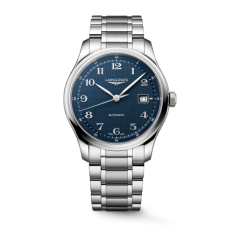 Longines Master Collection Men Watch Stainless Steel Blue Grain Dial Arabic Numerals Date Automatic Steel Bracelet Watch