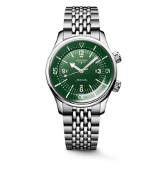 Longines Heritage Legend Diver Men Watch Stainless Steel Green Dial Luminous Markers Automatic Beads‑of‑Rice Steel Bracelet Diver Watch