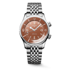 Longines Heritage Legend Diver Men Watch Stainless Steel Caramel Brown Dial Luminous Markers Automatic Beads‑of‑Rice Steel Bracelet Diver Watch