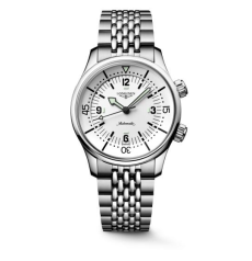 Longines Heritage Legend Diver Men Watch Stainless Steel White Dial Automatic Beads‑of‑Rice Steel Bracelet Diver Watch