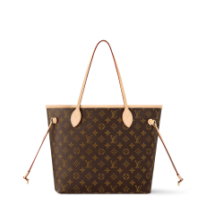 LV Neverfull MM Tote Bag Classic Monogram Canvas Cowhide Trim Large Capacity Daily Shoulder Handbag