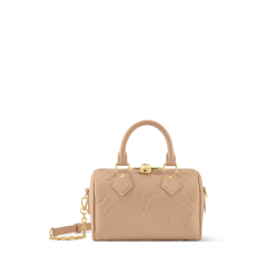Louis Vuitton Speedy Bandoulière 20 M29977 Monogram Empreinte Leather Crossbody Bag Beige Gold‑Tone Hardware