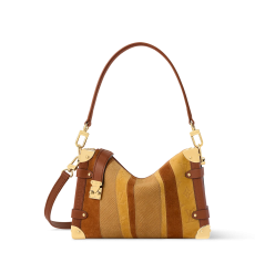 Louis Vuitton Side Trunk M29662 New Season Suede Fabric Leather Mix Shoulder Bag Gold‑Tone Hardware