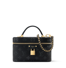 Louis Vuitton Vanity Chain Pouch M3A372 Monogram Ink Black Calfskin Top‑Handle Crossbody Bag