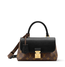 Louis Vuitton Madeleine BB M27511 Monogram Canvas & Black Calfskin Handbag Gold‑Tone S‑Lock Hardware