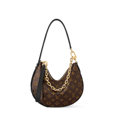 Louis Vuitton Loop Hobo M15056 Monogram Canvas & Black Calfskin Hobo Bag Gold‑Tone Hardware