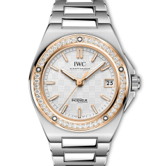 IWC Ingenieur Automatic IW328909 40mm Steel & 18K Rose Gold Diamond Bezel White Textured Dial Integrated Bracelet Men Watch
