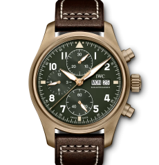 IWC Pilot’s Watch Spitfire Chronograph IW387902 41mm Bronze Case Brown Calfskin Strap Men Watch