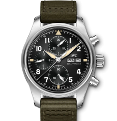 IWC Pilot’s Watch Chronograph Spitfire IW387901 41mm Stainless‑Steel Case Green Textile Strap Men Watch