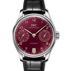 IWC Portugieser IW501709 42.4mm Stainless Steel Burgundy Dial Year of the Horse Limited Edition Black Alligator Strap Men Watch