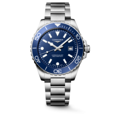 Longines Hydroconquest 43mm Stainless Steel Blue Dial Blue Ceramic Bezel Automatic Diver Men Watch Steel Bracelet