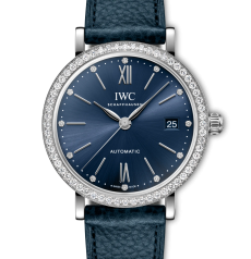 IWC ポートフィノ オートマティック 37mm IW658602 ブルー文字盤 ブルー カーフスキンストラップ 自動巻き腕時計