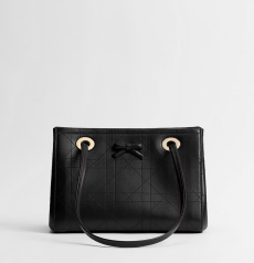 Dior Promenade Small Flap Bag Blue Dior Oblique Jacquard Navy Leather Bow Light Gold Detachable Chain Strap Women Shoulder Crossbody Handbag