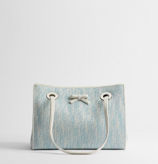 Dior Promenade Small Tote Bag Light‑Blue Dior Oblique Jacquard Off‑White Leather Bow Light Gold Hardware Women Open‑top Daily Shopping Handbag