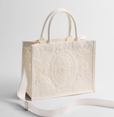 Dior Book Tote Medium Handbag Off‑White Lace Open‑work Embroidery With Detachable Shoulder Strap Open‑top Women Shopping Travel Tote Bag