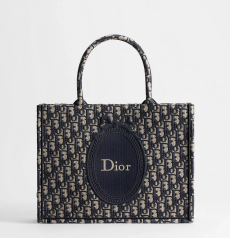 Dior Book Tote Medium Handbag Navy‑Blue Dior Oblique Jacquard With Detachable Shoulder Strap Open‑top Women Shopping Travel Tote Bag