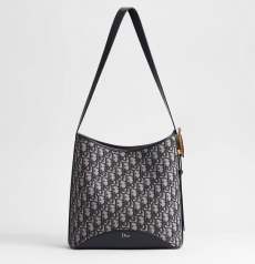 Medium Dior Médaillon Hobo Bucket Bag Dior Oblique Jacquard Vintage Gold‑Tone Medallion Charm Ladies Large Capacity Shoulder Bag