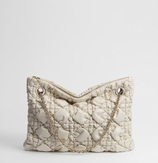 Medium Dior Milly‑La‑Forêt Handbag Off‑White Quilted Calfskin Gold‑Tone Metal Chain Ladies Slouchy Shoulder Crossbody Bag