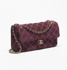Chanel Medium Classic Flap Bag Burgundy Suede Calfskin Diamond Quilted Gold‑Tone CC Turn‑Lock Ladies Leather‑Woven Chain Shoulder Crossbody Bag
