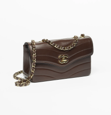 Chanel Medium Classic Flap Bag Dark Brown Rust‑Tone Lambskin Wave‑Quilted Gold‑Tone CC Turn‑Lock Ladies Leather‑Woven Chain Shoulder Crossbody Bag