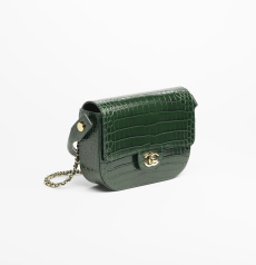 Chanel Saddle Shoulder Bag Green Crocodile‑Embossed Calfskin Gold‑Tone Metal Hardware Interlocking CC Turn‑Lock Leather‑Woven Chain Ladies Flap Crossbody Shoulder Handbag