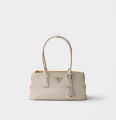 Prada Galleria Medium Handbag White Saffiano Leather Gold‑Tone Metal Triangle Logo Zipper Closure Ladies Medium‑Capacity Top‑Handle Shoulder Handbag