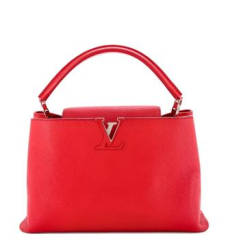 Louis Vuitton Capucines MM Handbag Red Taurillon Full Grain Leather Reversible Flap