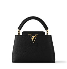 Louis Vuitton Capucines Mini Handbag M24729 Black Taurillon Full Grain Leather Reversible Flap