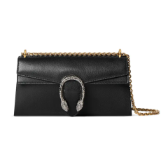 Gucci Dionysus Medium Shoulder Bag, Black Grain Leather Tiger Head Flap Handbag