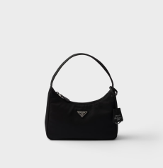 Prada Re-Edition 2000 Mini Shoulder Bag Black Re-Nylon Triangle Logo Hobo Handbag