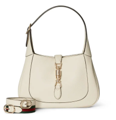 GUCCI グッチ Jackie1961 スモール オフホワイト粒感レザー ゴールドピストンロック ホーボーショルダー