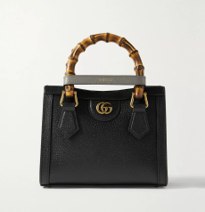 GUCCI グッチ Diana ダイアナ ミニトート ブラック粒面レザー 天然竹ハンドル ゴールドダブル G 金具
