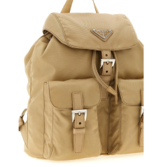 PRADA プラダ Re-Nylon バックパック ベージュ再生ナイロン ゴールド三角ロゴ リュックサック