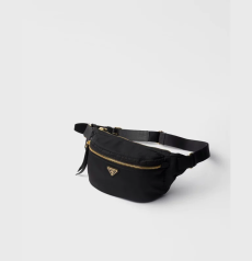 PRADA プラダ Re-Nylon ウエストバッグ ブラック再生ナイロン ゴールド三角ロゴ ベルトバッグ