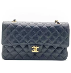 CHANEL シャネル クラシックフラップ ミディアム ブラック キャビアカウレザー ダイヤキルト ゴールド CC 金具 チェーンショルダー