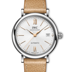 IWC ポートフィノ オートマティック 37mm IW458601 ベージュ カーフスキンストラップ シルバープレート文字盤 自動巻き腕時計