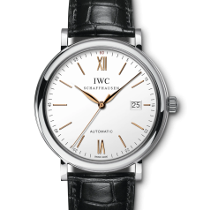 IWC ポートフィノ オートマティック 40mm IW356517 ブラック アリゲーター皮革ストラップ シルバー文字盤 自動巻き腕時計