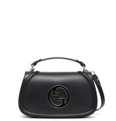 GUCCI グッチ ブロンディ スモール ブラック スムースレザー 丸ダブル G ロゴ ゴールド金具 2 ストラップ付き 斜め掛け