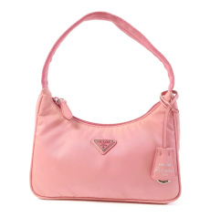 PRADA プラダ Re-Edition2000 ミニホーボー ピンク ナイロン 三角ロゴ ワキ掛けショルダー