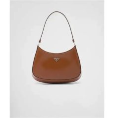 PRADA プラダ クレオ ミディアム ショルダー コニャック ブラッシュレザー シルバー金具