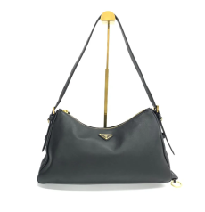 PRADA プラダ エイミー スモールショルダー ブラック 柔らかラムスキン ゴールド金具 ホーボー